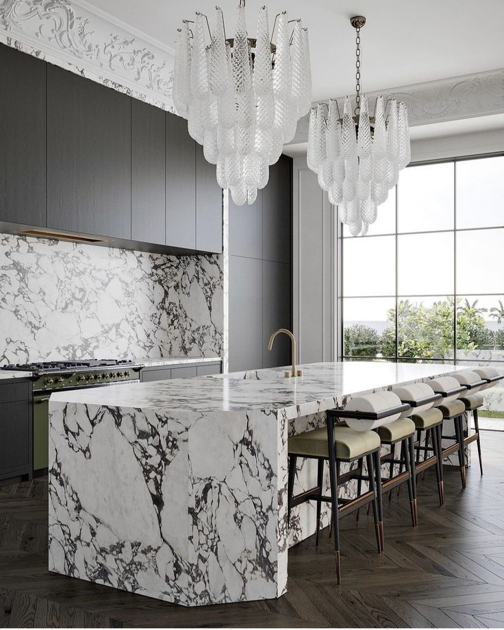 мраморный остров на кухне